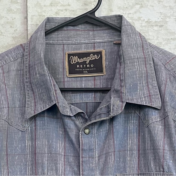 Wrangler Men's Retro Premium Western Blue Plaid Shirt Sz XXL Pearl Snaps Cowboy - Picture 2 of 16